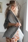 Womens soft and comfortable, Ethereal Scarf, in acrylic/viscose. Charcoal