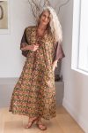 Womens, Satori Dress, Maxi, 100% Cotton, hand block print, in Karashi Floral