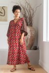 Womens, Satori Dress, Maxi, 100% Cotton, hand block print, in vibrant red Pimento