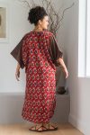 Womens, Satori Dress, Maxi, 100% Cotton, hand block print, in vibrant red Pimento