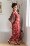 Womens, Satori Dress, Maxi, 100% Cotton, hand block print, in vibrant red Pimento
