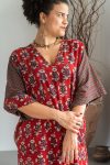 Womens, Satori Dress, Maxi, 100% Cotton, hand block print, in vibrant red Pimento