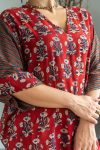 Womens, Satori Dress, Maxi, 100% Cotton, hand block print, in vibrant red Pimento