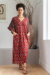 Womens, Satori Dress, Maxi, 100% Cotton, hand block print, in vibrant red Pimento