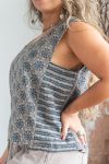 Womens Tops, 100% Cotton, Hand Block Print, Summer. Lola in earthy tones, Dandelion.