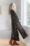 Womens, Odessa Silk Velvet Coat, hand block print, full body length with pockets. Jewel