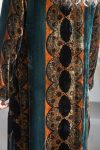 Womens, Odessa Silk Velvet Coat, hand block print, full body length with pockets. Jewel