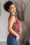 Womens Tops, 100% Cotton, Hand Block Print, Summer. Lola in vibrant red Pimento