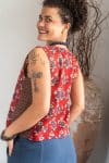 Womens Tops, 100% Cotton, Hand Block Print, Summer. Lola in vibrant red Pimento