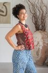 Womens Tops, 100% Cotton, Hand Block Print, Summer. Lola in vibrant red Pimento