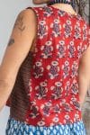 Womens Tops, 100% Cotton, Hand Block Print, Summer. Lola in vibrant red Pimento