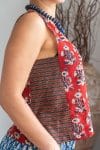 Womens Tops, 100% Cotton, Hand Block Print, Summer. Lola in vibrant red Pimento
