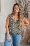 Womens Tops, 100% Cotton, Hand Block Print, Summer. Lola in black Ebony floral