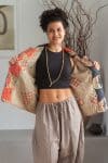 Womens Vintage Intrepid Kantha Jacket handmade from 100% cotton recycled fabrics in Inda