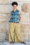 Womens, Tagai blouse, sleeveless, & Florentis Culottes, 100% cotton, hand block print, in natural Naspal Tulip & golden Soleia
