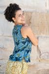 Womens, Tagai blouse, sleeveless, 100% cotton, hand block print, in natural Naspal Tulip