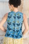 Womens, Tagai blouse, sleeveless, 100% cotton, hand block print, in natural Naspal Tulip