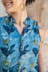 Womens, Tagai blouse, sleeveless, 100% cotton, hand block print, in natural Naspal Tulip