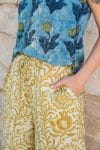 Womens, Tagai blouse, sleeveless, & Florentis Culottes, 100% cotton, hand block print, in natural Naspal Tulip & golden Soleia