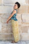 Womens, Tagai blouse, sleeveless, & Florentis Culottes, 100% cotton, hand block print, in natural Naspal Tulip & golden Soleia