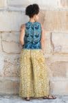 Womens, Tagai blouse, sleeveless, & Florentis Culottes, 100% cotton, hand block print, in natural Naspal Tulip & golden Soleia