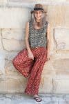 Womens, Apanna Pants, 100% cotton, hand block prints, in natural Natural Red - Henna Floret