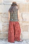 Womens, Apanna Pants, 100% cotton, hand block prints, in natural Natural Red - Henna Floret