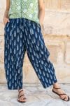 Womens, Sol Pant, 100% cotton, hand block print, hand stitched, in natural Indigo Nivara
