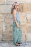 Womens, Lola Blouse & Florentis Culottes, 100% cotton, hand block print, in green tones - Eucalyptus & Verdara