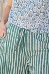 Womens, Florentis Culottes, 100% cotton, hand block prints, in green stripes - Verdara