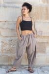 Womens, Sol Pant, 100% cotton, hand stitched, in Stone