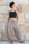 Womens, Sol Pant, 100% cotton, hand stitched, in Stone