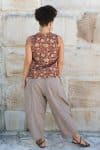 Womens, Tagai Blouse, sleeveless, & Sol Pant, 100% cotton, hand block print, hand stitched, in rustic red Jivana & Stone
