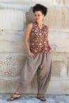 Womens, Tagai Blouse, sleeveless, & Sol Pant, 100% cotton, hand block print, hand stitched, in rustic red Jivana & Stone