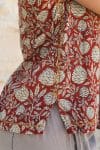 Womens, Tagai blouse, sleeveless, 100% cotton, hand block print, in natural rustic red - Jivana