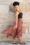 Womens, Coco Skirt, 100% cotton, hand block print. In rustic red - Rubira