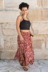 Womens, Coco Skirt, 100% cotton, hand block print. In rustic red - Rubira