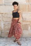 Womens, Coco Skirt, 100% cotton, hand block print. In rustic red - Rubira