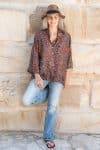 Womens, Vintage Sari Amira blouse - silk - rich earthy tones - Oria