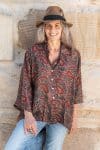 Womens, Vintage Sari Amira blouse - silk - rich earthy tones - Oria