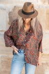 Womens, Vintage Sari Amira blouse - silk - rich earthy tones - Oria