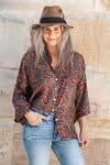 Womens, Vintage Sari Amira blouse - silk - rich earthy tones - Oria