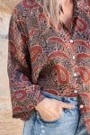 Womens, Vintage Sari Amira blouse - silk - rich earthy tones - Oria
