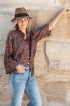 Womens, Vintage Sari Amira blouse - silk - rich earthy tones - Oria