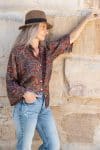 Womens, Vintage Sari Amira blouse - silk - rich earthy tones - Oria