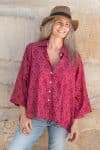 Womens, Vintage Sari Amira blouse - silk - vibrant pink - Saffi