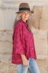 Womens, Vintage Sari Amira blouse - silk - vibrant pink - Saffi