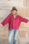 Womens, Vintage Sari Amira blouse - silk - vibrant pink - Saffi