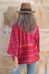 Womens, Vintage Sari Amira blouse - silk - vibrant pink - Saffi