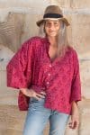 Womens, Vintage Sari Amira blouse - silk - vibrant pink - Saffi